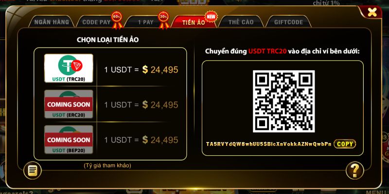Nạp tiền Hit Club nhanh chóng thông qua tiền ảo